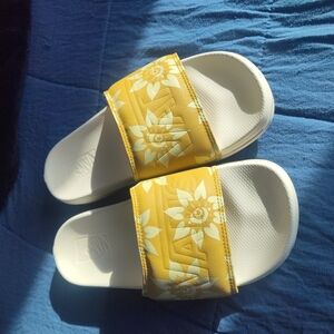 Vans Yellow Floral Slides